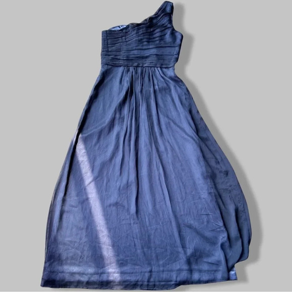 Minuet Navy Blue  One Shoulder Chiffon Maxi Dress Gown - Picture 13 of 15